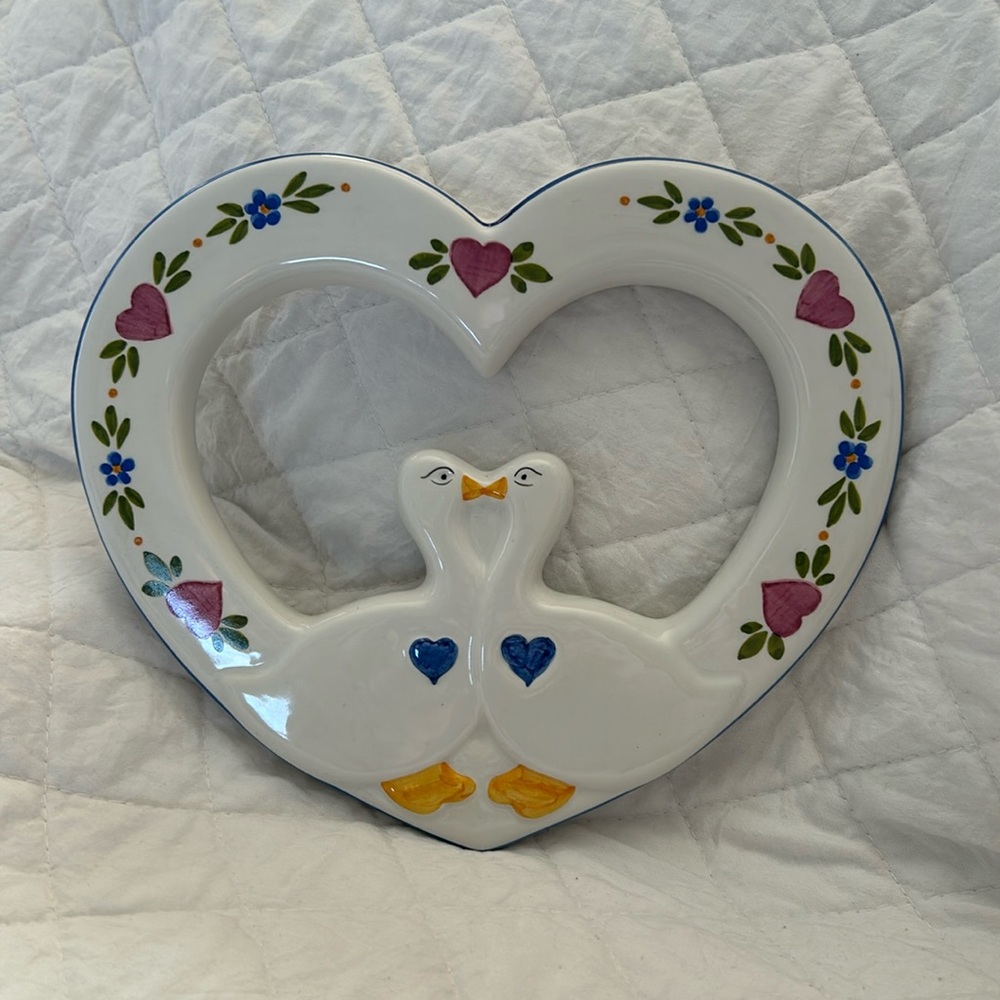 Portuguese Handpainted Glazed Ceramic Heart